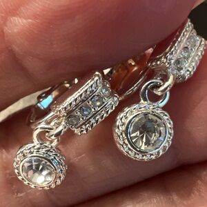 Napier Rhinestone Screw Back Parure Silver Tone Earrings